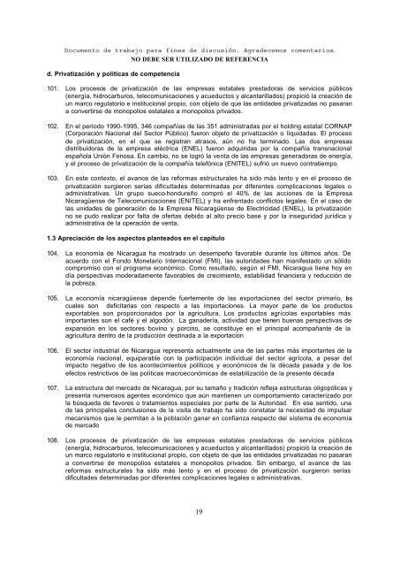 Nicaragua Informe sobre las necesidades y prioridades ... - Unctad XI