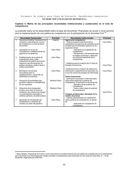 Nicaragua Informe sobre las necesidades y prioridades ... - Unctad XI