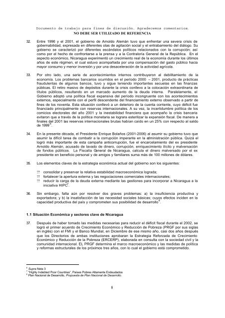 Nicaragua Informe sobre las necesidades y prioridades ... - Unctad XI