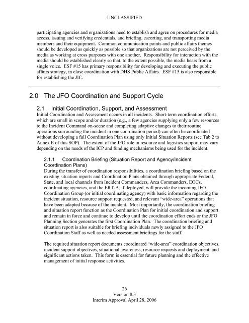 Joint Field Office Activation and Operations - Federal Emergency ...