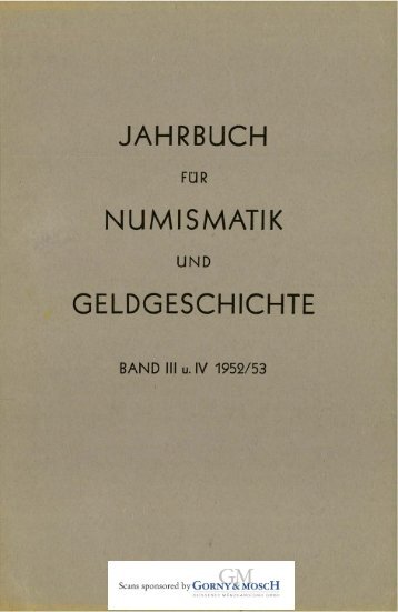 1952-1953-Band III-IV - Bayerische Numismatische Gesellschaft eV