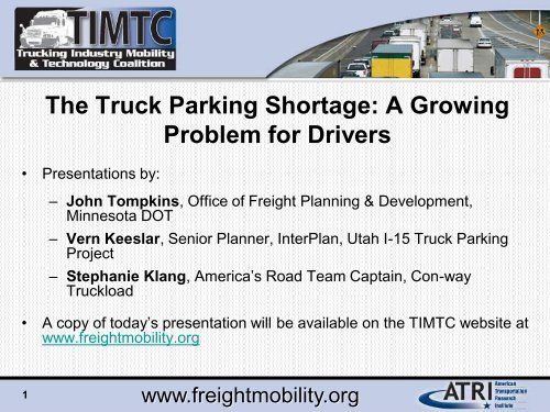 The Truck Parking Shortage - Trucking Industry Mobility and ...