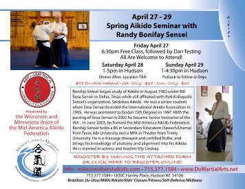 April 27 - 29 Spring Aikido Seminar with Randy Bonifay Sensei