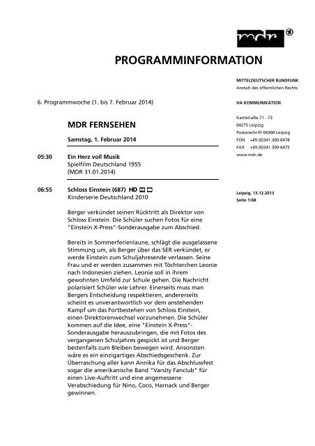 Programminformation Mdr