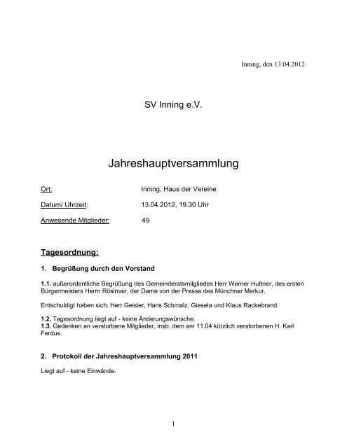 Nachschrift 2012 (PDF) - SV Inning am Ammersee