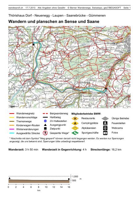 Wandern und planschen an Sense und Saane