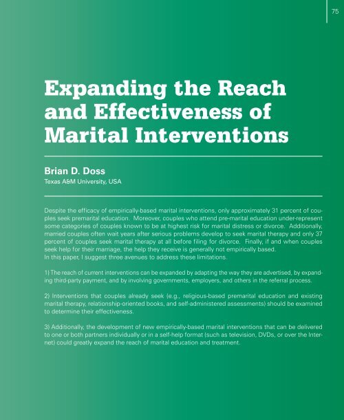 Expanding the Reach and Effectiveness of Marital Interventions