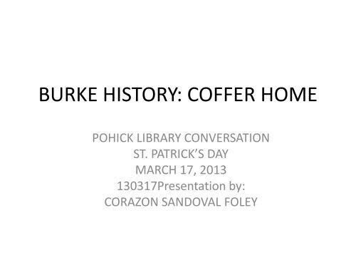BURKE HISTORY: COFFER HOME - fairfax county stories