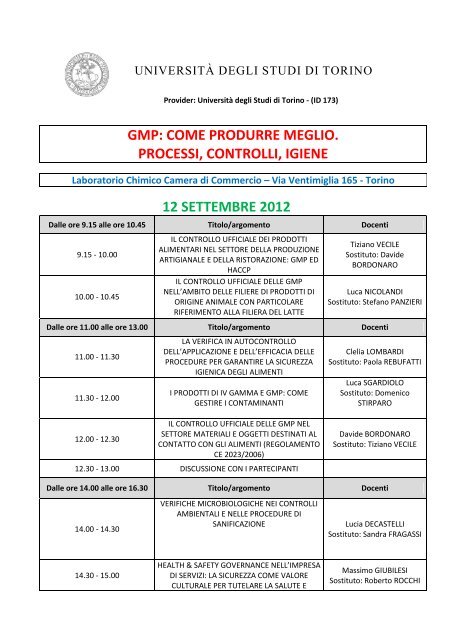Programma - Università degli Studi di Torino