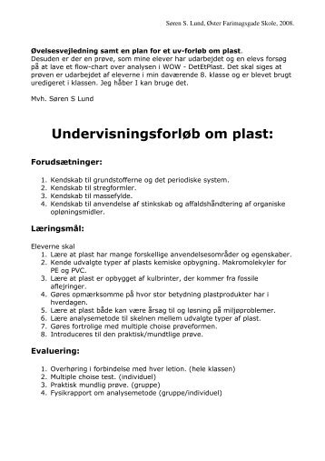 Undervisningsforløb om plast: - Plastindustrien