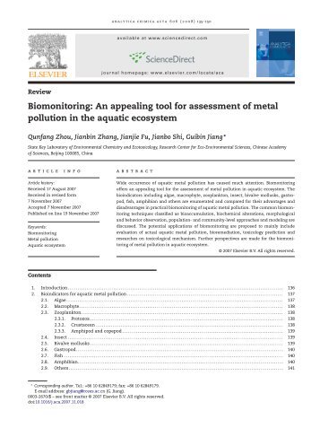 Biomonitoring: An appealing tool for assessment - Centre for ...