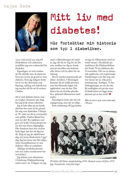 DiabetesBladet nr 4, 2013 - Göteborgs Diabetesförening