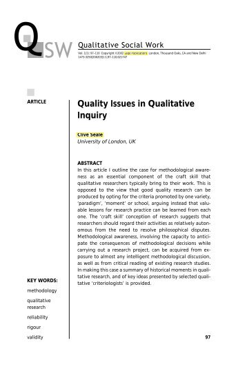 Quality Issues in Qualitative Inquiry - Indiana University