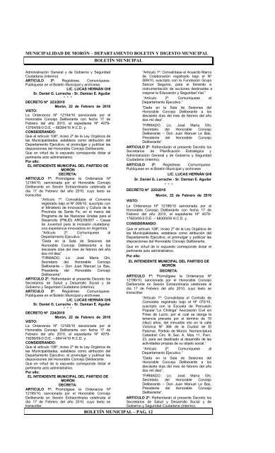 BoletÃ­n NÂº2 - Municipalidad de MorÃ³n