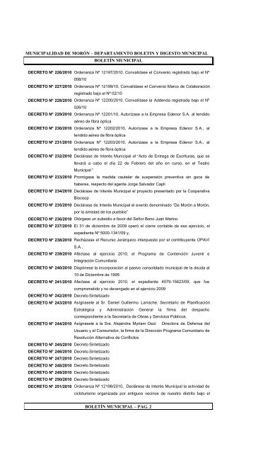 BoletÃ­n NÂº2 - Municipalidad de MorÃ³n