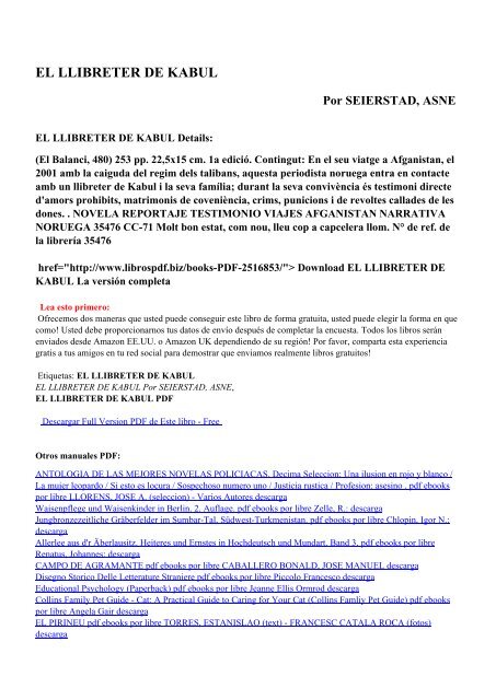 EL LLIBRETER DE KABUL pdf ebooks por libre SEIERSTAD, ASNE ...