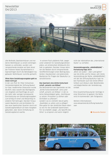 aks newsletter 2013-04.indd - Architektenkammer des Saarlandes