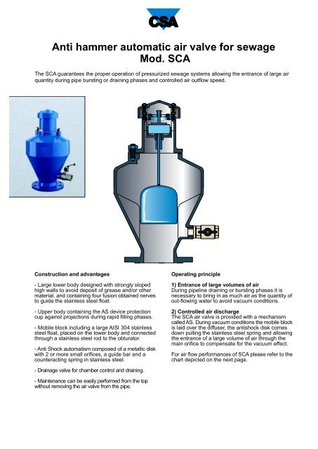 CSA SCA Anti Water Hammer Valve for Sewage - Alma-valves.ie