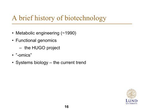 Biotechnology - Department of Chemical Engineering