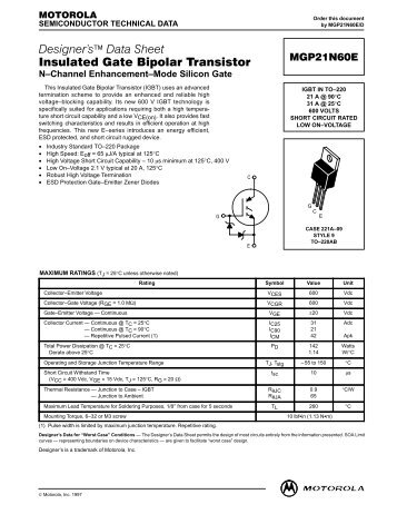 Insulated Gate Bipolar Transistor - Datasheets