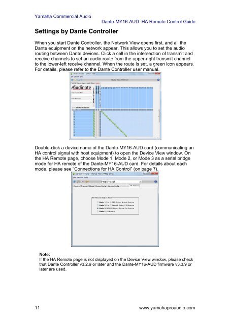 Dante-MY16-AUD & Rio series HA Remote Control Guide