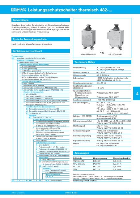 Leistungsschutzschalter thermisch 482-... 4