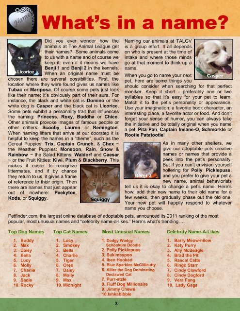 Fall 2012 (.pdf format) - The Animal League of Green Valley
