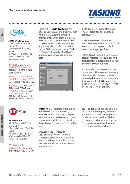 XA 3rdParty Product Guide.qxd - Tasking