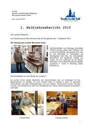 1. Halbjahresbericht 2010 - Geschichteclub Stahl