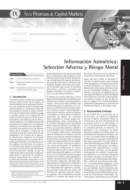 Información Asimétrica: Selección Adversa y Riesgo Moral - Revista ...