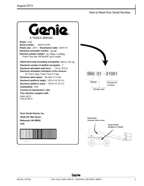 from SN 21001, S-60 / S-65 (PN 147769) - Genie