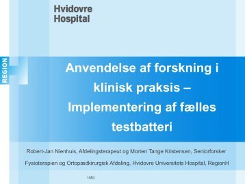 Anvendelse af forskning i klinisk praksis – Implementering af fælles ...