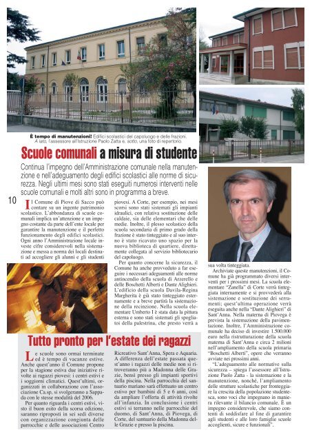 Intervista al sindaco Mario Crosta Rispetto del territorio e sviluppo ...