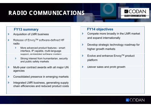 INVESTOR PRESENTATION - Codan