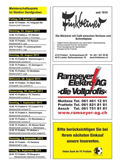 Programm - FC Pratteln