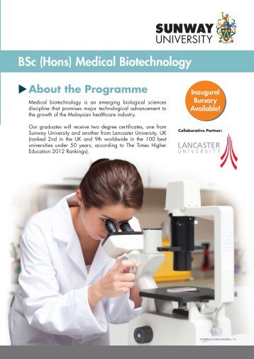 BSc (Hons) Medical Biotechnology - Sunway College