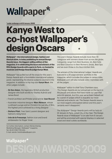 Kanye West to host Wallpaper's design Oscars