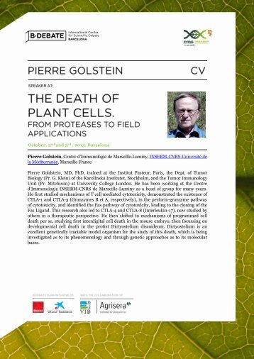 CV and abstract Pierre Golstein - B·Debate