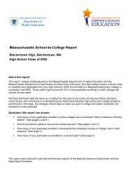 Massachusetts School-to-College Report