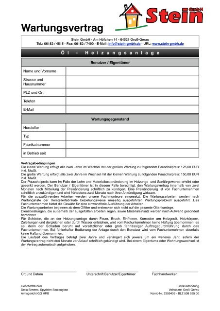 Wartungsvertrag Heizung Nachteile