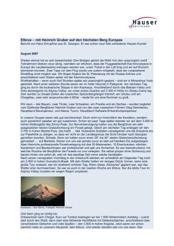 Elbrus – mit Heinrich Gruber auf den höchsten Berg Europas