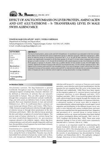 Effect of ancylostomiasis on liver protein, amino ... - THE BIOSCAN