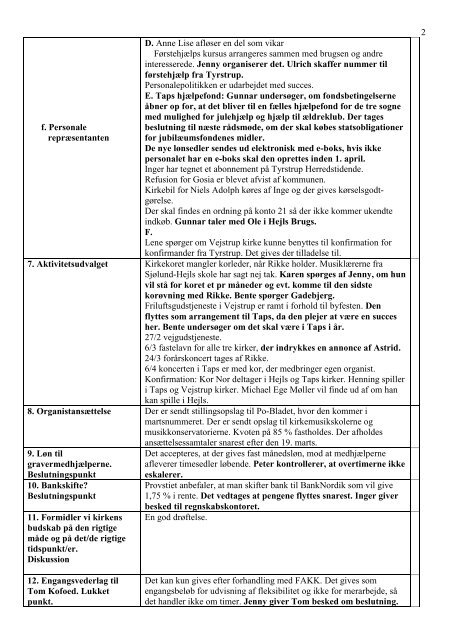 Referat fra rådsmøde 10.2.2011 - 3menigheden.dk - Vejstrup-Hejls ...