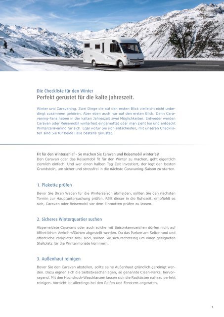 Checkliste „Fit für den Winter“ als PDF downloaden - Caravaning Info