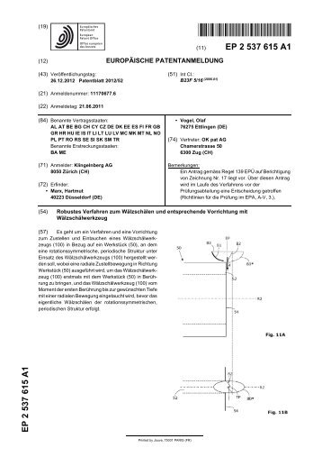 Robustes Verfahren zum Wälzschälen und ... - Patent data