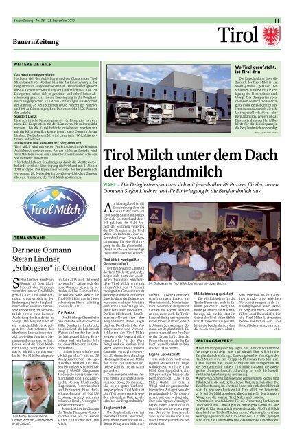 Tirol Milch unter dem Dach der Berglandmilch - Tiroler Bauernbund