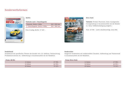 Preise und Leistungen 2013 - Automobil Revue