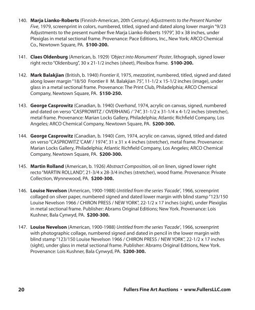 April 25, 2009 Fine Art Auction Catalog - Fuller's Fine Art Auctions