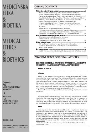 medicínska etika & bioetika medical ethics & bioethics - Institute of ...