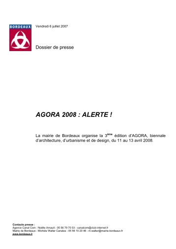 Dossier de presse - Agora 2008 - Bordeaux